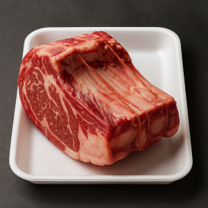 Raw Rib Roast on Butcher Tray